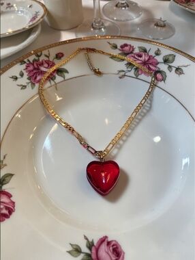 Red Heart Pendant with 14K Gold-Filled Chain Necklace by Fucci Minnulli